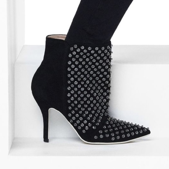 Diesel Shoes - NEW!! DIESEL STUDDED LEATHER ANKLE Bootie size 6.5/37 Black Suede